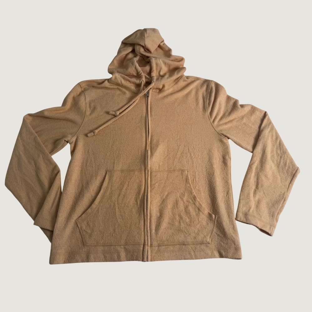 Softcore Double Zero Yellow Soft Knit Zip Loungewear Hoodie Sweatshirt Large